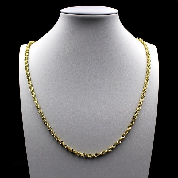 Real 10K Yellow Gold 2.5mm Rope Chain Necklace 22" inch